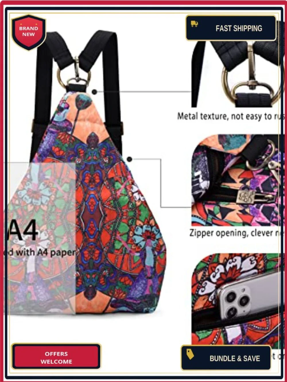 Women's Lightweight Floral Print Small Backpack Daypack Anti-Theft Travel Bag